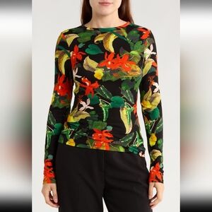 NWT Alice + Olivia Multicolor Floral Long Sleeve Blouse